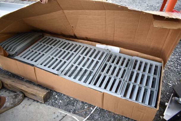 BRAND NEW SCRATCH AND DENT! Box of Cambro Poly Shelf Pieces.