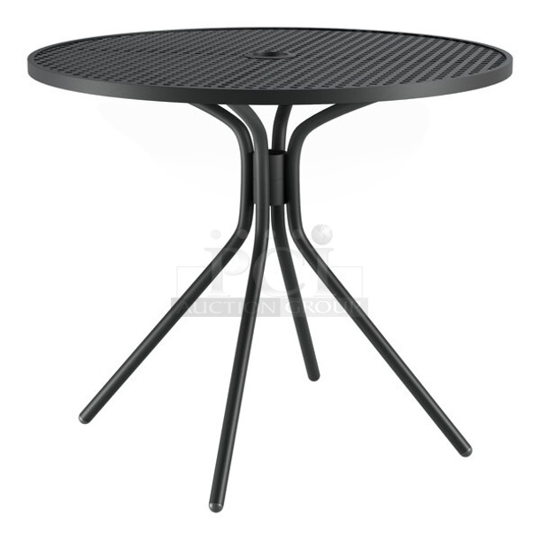 BRAND NEW SCRATCH AND DENT! Lancaster Table & Seating 427CMSM36RDB Harbor Black 36" Round Outdoor Standard Height Table with Modern Legs