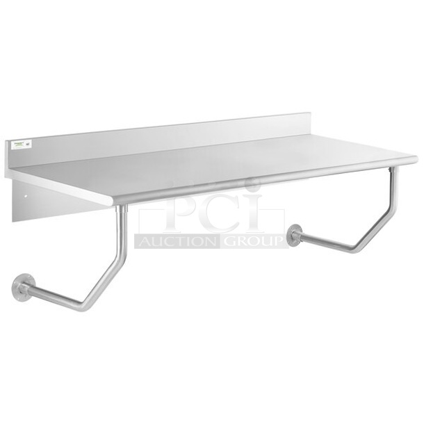 BRAND NEW SCRATCH AND DENT! Regency 600WMTB3072 30" x 72" 16-Gauge 304 Stainless Steel Wall Mounted Table with 4 1/2" Backsplash