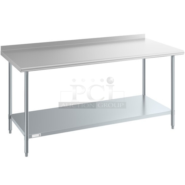 BRAND NEW SCRATCH AND DENT! Steelton 522ETSG30722 30" x 72" 18 Gauge 430 Stainless Steel Work Table with Undershelf and 2" Rear Upturn