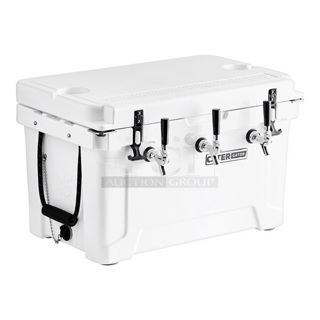 BRAND NEW SCRATCH AND DENT! CaterGator JB45WH3 White 3 Faucet 47 Qt. Insulated Jockey Box with 69 ft. Coils
