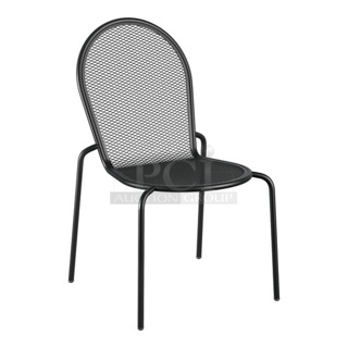 3 BRAND NEW SCRATCH AND DENT! Lancaster Table & Seating Black Outdoor Side Chair. 3 Times Your Bid!