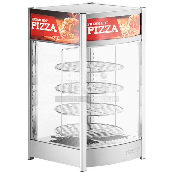 BRAND NEW SCRATCH AND DENT! ServIt 423PDW12D1 Stainless Steel Commercial Countertop 12" Rotating Pizza Warmer. 120 Volts, 1 Phase. Tested and Working!