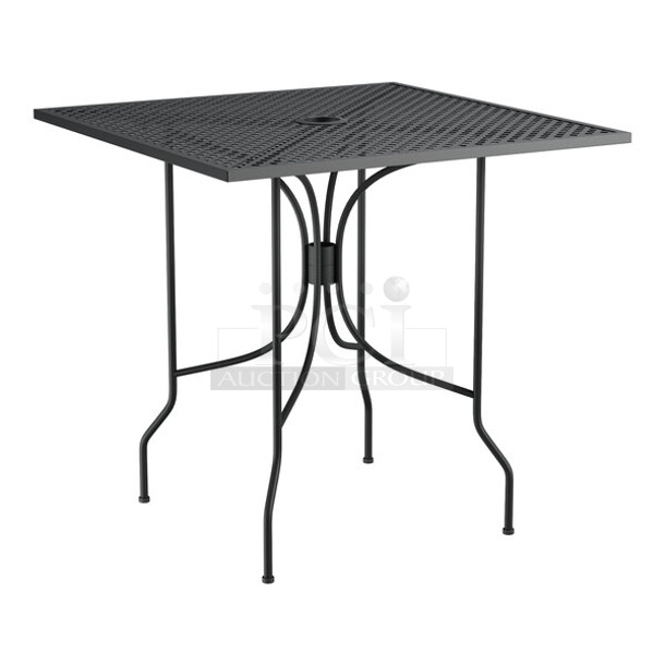 5 BRAND NEW SCRATCH AND DENT! Lancaster Table & Seating 427COSM3030B Harbor Black 30" Square Outdoor Standard Height Table with Ornate Legs. 5 Times Your Bid!