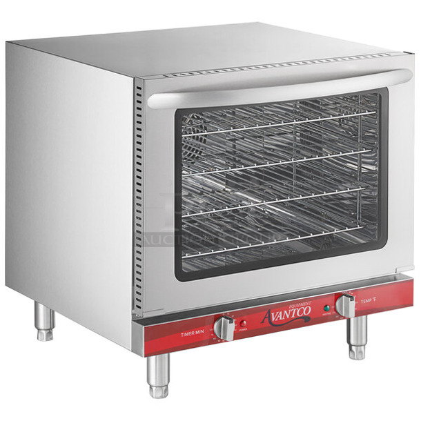 BRAND NEW SCRATCH AND DENT! Avantco 177CO28M Stainless Steel Commercial Half Size Countertop Convection Oven, 2.3 cu. ft. 208/240 Volts, 1 Phase.