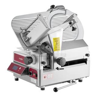 BRAND NEW SCRATCH AND DENT! Estella 348SLAS13 Stainless Steel Commercial Countertop 13" Heavy-Duty Automatic Meat Slicer with Manual Use Option and Scale. 115 Volts, 1 Phase. Tested and Does Not Power On