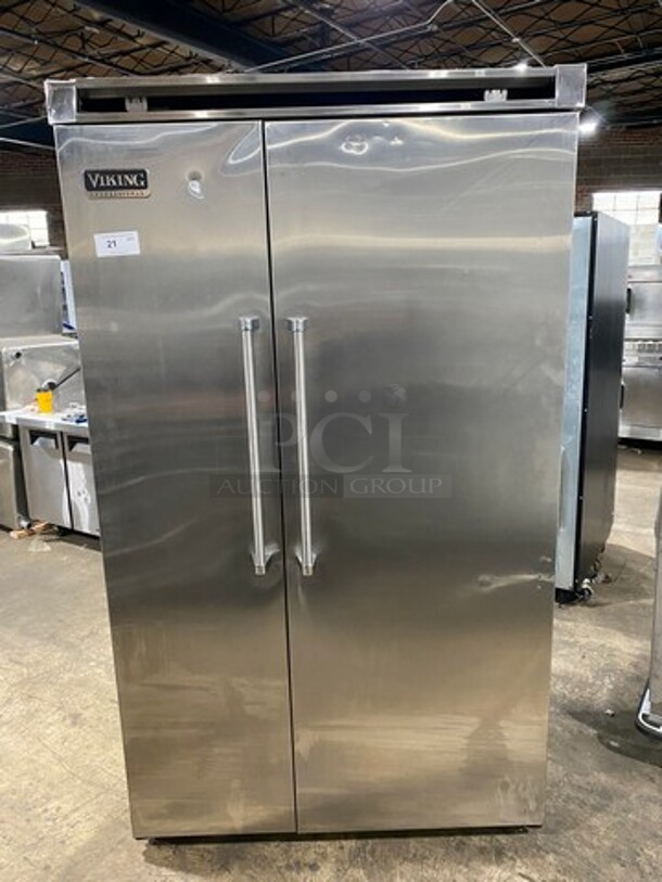 Viking Upright Half Cooler Half Freezer Combo Unit! With Poly Coated Racks And Shelves! Stainless Steel!