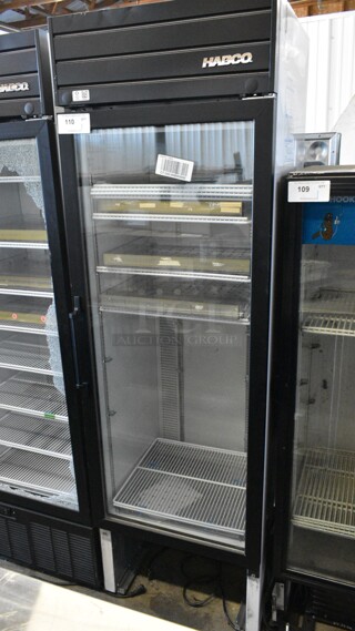 2019 Habco SE18 Metal Commercial Single Door Reach In Cooler Merchandiser w/ Poly Coated Racks. Does Not Have Compressor. 115 Volts, 1 Phase. 