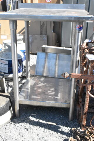 Stainless Steel Table w/ Back Splash and Under Shelf. 