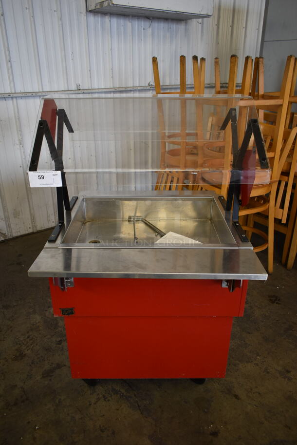 Duke DPAH-2CP M Stainless Steel Commercial Buffet Table w/ Sneeze Guard and Tray Slide on Commercial Casters. 115 Volts, 1 Phase. Cannot Test Due To Missing Power Cord