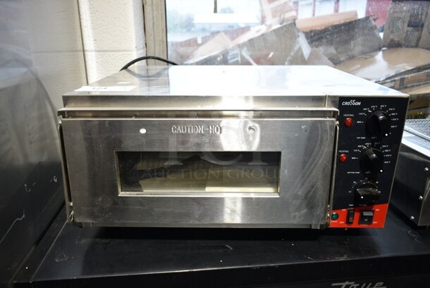 2023 Crosson CPO-160 Stainless Steel Commercial Countertop Electric Powered Pizza Oven w/ Broken Cooking Stone. 120 Volts, 1 Phase. Tested and Working!