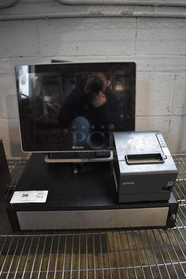 Par T8315 15" POS Monitor, Epson M244A Receipt Printer and Metal Cash Drawer