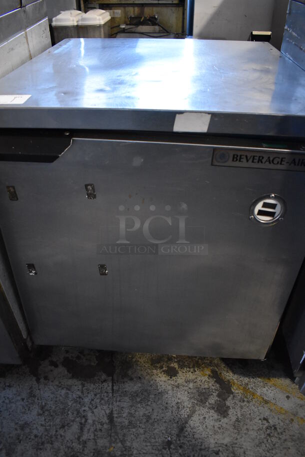 Beverage Air Stainless Steel Commercial Single Door Undercounter Cooler. 115 Volts, 1 Phase. 27x30x30.5. Tested and Working!