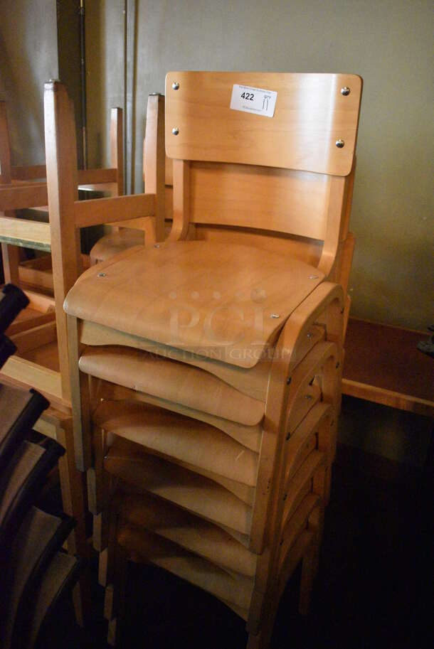 11 Wooden Chairs. BUYER MUST REMOVE. 19x18x32. 11 Times Your Bid! (Susquehanna Ale House)