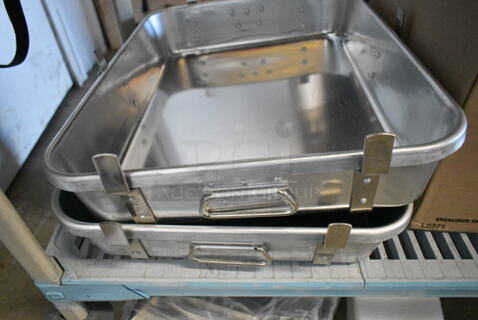 2 BRAND NEW SCRATCH AND DENT! 471ALRP2418L Choice 28 Qt. Aluminum Roaster Pan - 24" x 18" x 4". 2 Times Your Bid! 