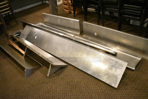 8 Various Metal Shelves. Includes 112x12x2. 8 Times Your Bid! (secondary dining room) 