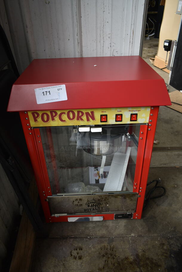 Carnival King 382PM30R Metal Commercial Countertop Popcorn Machine and Merchandiser. 110 Volts, 1 Phase. Tested and Working!