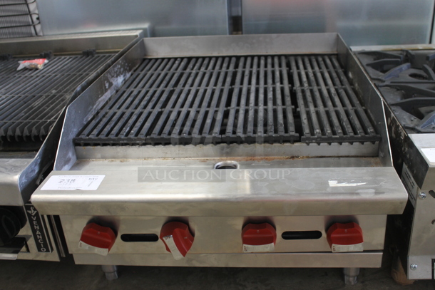 Asber AERB24NG Stainless Steel Commercial Countertop Natural Gas Powered Charbroiler. 60,000 BTU.