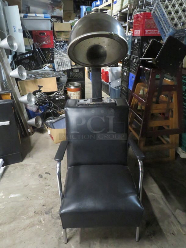 One Black Cushioned Kwik Set Hair Dryer Chair. Model# HM1500. 120 Volt.