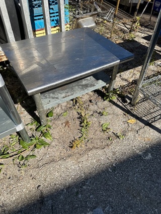 One Stainless Steel Table With Under Shelf. 30X24X18