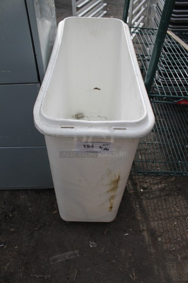 White Poly Ingredient Bin on Commercial Casters. 