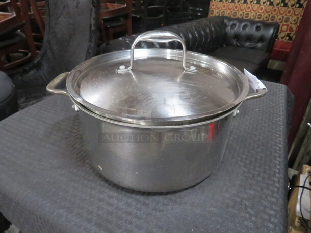 One Stainless Steel Stock Pot With Lid. 11X5.5