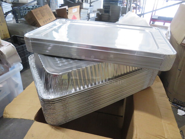 One Lot Of Full Size Steam Table Pans And Lids.