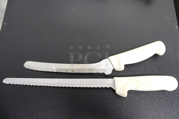 2 Sharpened Stainless Steel Serrated Knives. Includes 13", 15.5". 2 Times Your Bid!