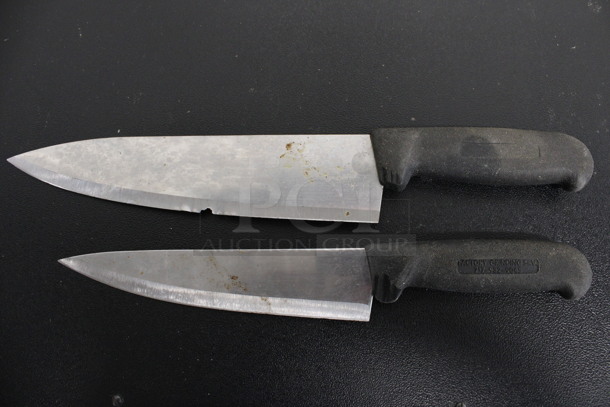 2 Sharpened Stainless Steel Chef Knives. Includes 12.5", 14". 2 Times Your Bid!