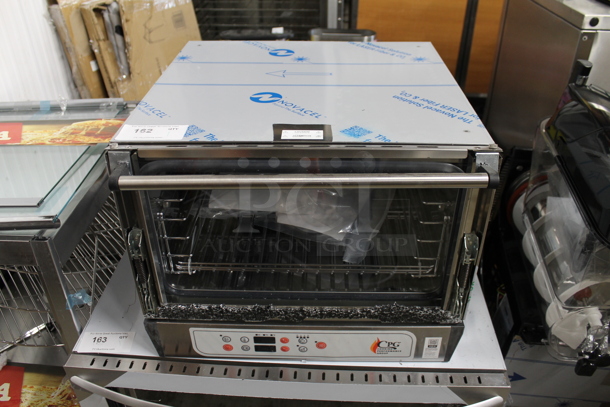 Cooking Performance Group CPG 351COHD3A Stainless Steel Commercial Countertop Electric Powered Half Size Convection Oven. See Pictures For Damage Including Missing Glass Door Pane. 110 Volt, 1 Phase. Tested and Working!