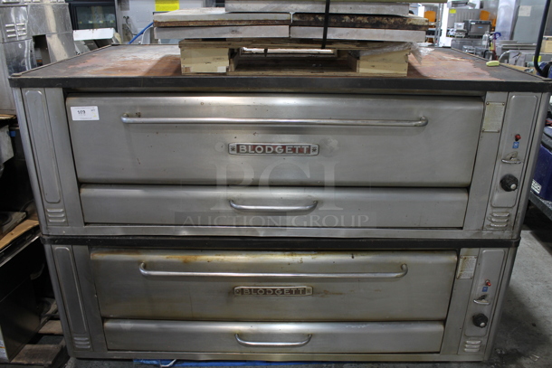 2 Blodgett Stainless Steel Commercial Natural Gas Powered Single Deck Pizza Ovens w/ Cooking Stones. 2 Times Your Bid!