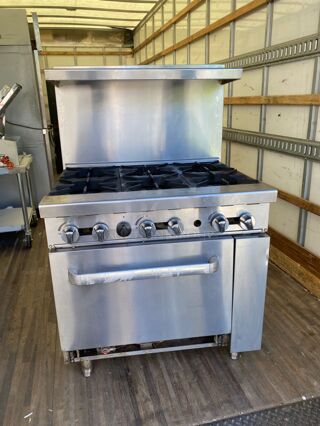 NICE! Oven Gas Range with Six (6) Open Burners! Stainless Steel!