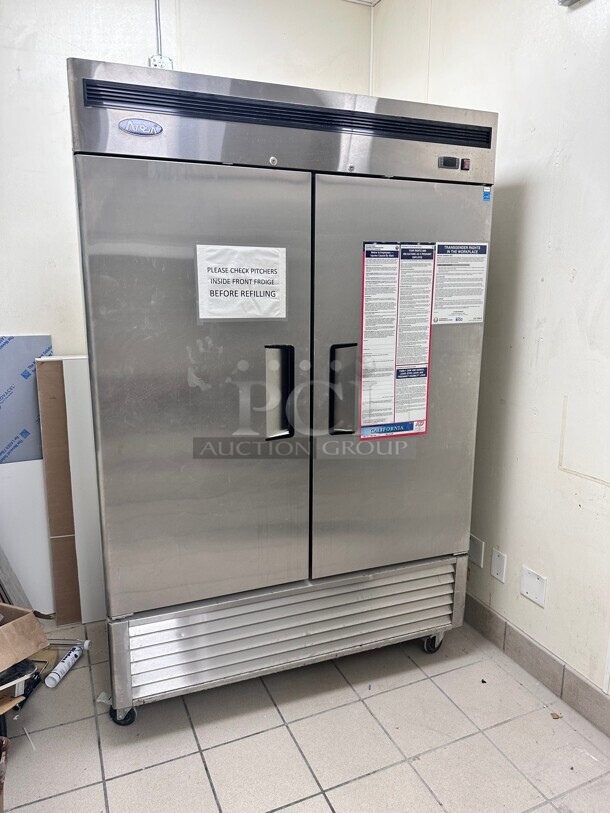 Late Model Atosa MBF8507 Two Door 54 inch Reach-In Refrigerator Bottom Mount Series 115 Volt Excellent Working Condtion