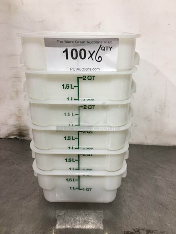 NEW! Cambro 2Qt White Poly Food Containers! 6x Your Bid!