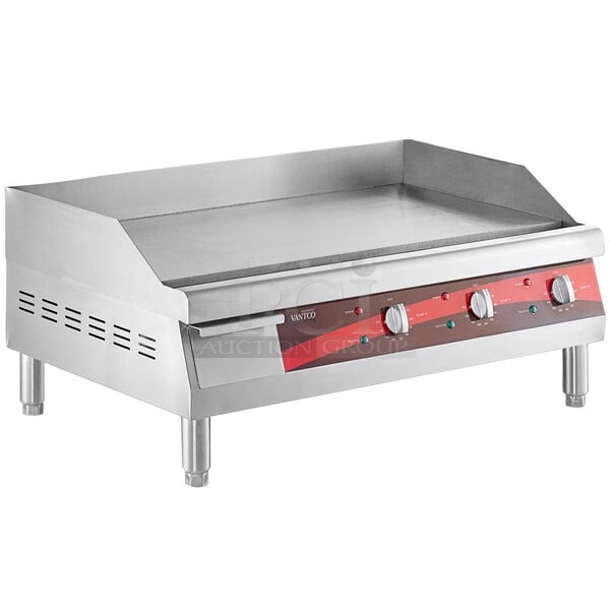 BRAND NEW SCRATCH & DENT! Avantco EG30N 30" Electric Countertop Griddle - 208/240V, 3375W-4500W. S/N: EG30C24010005 Dented, Electric Cord is damaged and the legs are missing. 30-1/8x19-7/6x13 3/8 - 15 3/8  