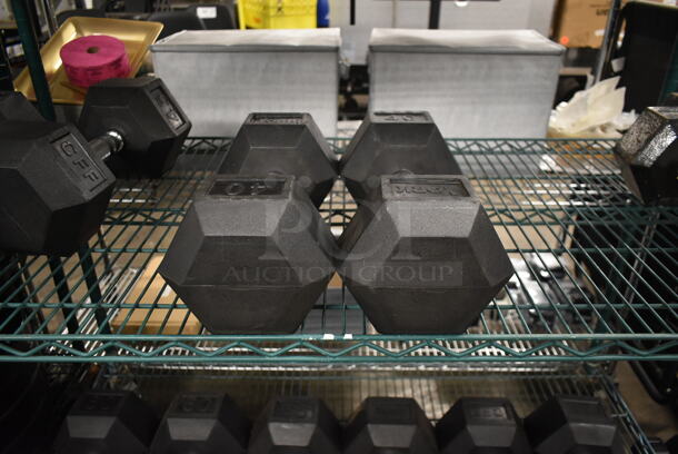 2 York Metal 40 Pound Rubber Hex Dumbbells. 2 Times Your Bid!