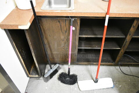 3 Items Including Broom, Duster and Mop. 3 Times Your Bid! (kitchen entryway)