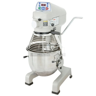 BRAND NEW SCRATCH AND DENT! 2023 Globe SP20 Metal Commercial 20 Qt. Planetary Stand Mixer w/ Stainless Steel Mixing Bowl, Bowl Guard, Dough Hook, Paddle and Whisk Attachments. 110 Volts, 1 Phase. 