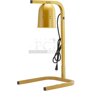 BRAND NEW SCRATCH AND DENT! Avantco 177W61GLD Gold Free Standing Heat Lamp with 1 Bulb. 120 Volts, 1 Phase. 