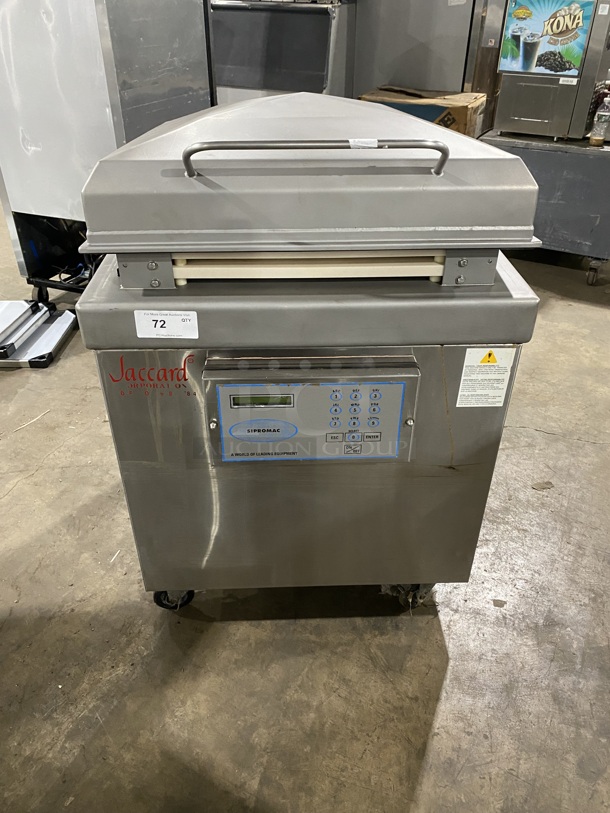 Sipromac Commercial Floor Style Single Chamber Vacuum Sealing Machine! Eletric Powered! All Stainless Steel! On Casters! MODEL 550A SN:5516 208V 3PH