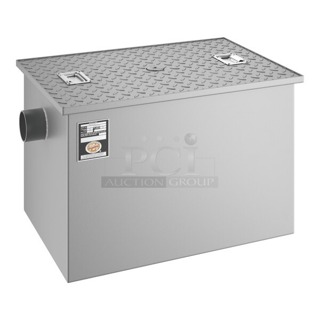 BRAND NEW SCRATCH & DENT! Regency 600GT25 50 lb. 25 GPM Grease Trap with 3" Non-Threaded Connections. Out of original packaging. 18-5/8x27-1/8x17-1/4