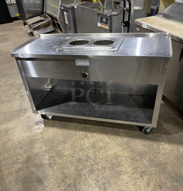 WIN Commercial Heated Food/ Soup Serving Steam Table Station! With Round Pan Adapter! With Storage Space Underneath! All Stainless Steel! On Casters! Model: WBHT100 SN: N0JA72125 208V 60HZ 1 Phase