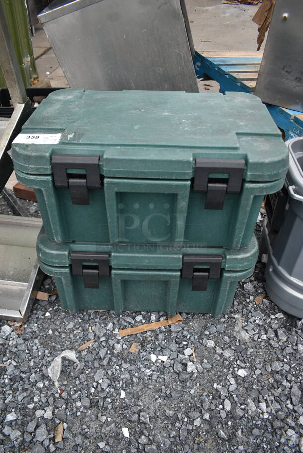 2 Cambro UPC180 Green Poly Insulated Food Carrying Catering Cases. 2 Times Your Bid!