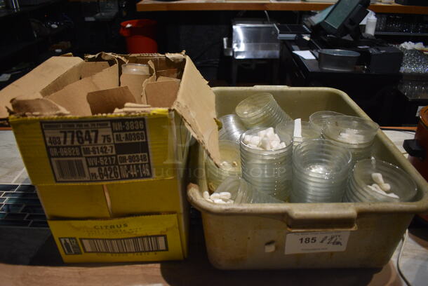 ALL ONE MONEY! Lot of 2 Boxes of Various Glass Bowls and Glasses. Includes 4x4x2. (bar)