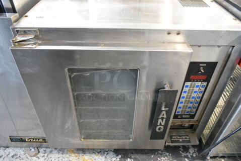 Lang EHS-C Stainless Steel Commercial Electric Powered Half Size Convection Oven w/ View Through Door and Metal Oven Racks. 208 Volts, 1/3 Phase. 