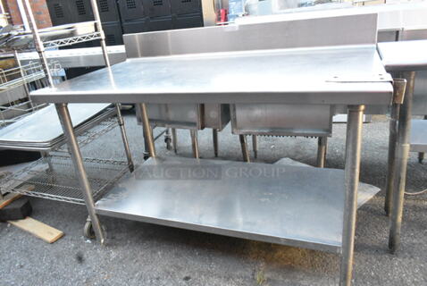 Stainless Steel Table w/ Back Splash, Commercial Can Opener Mount and Under Shelf. 