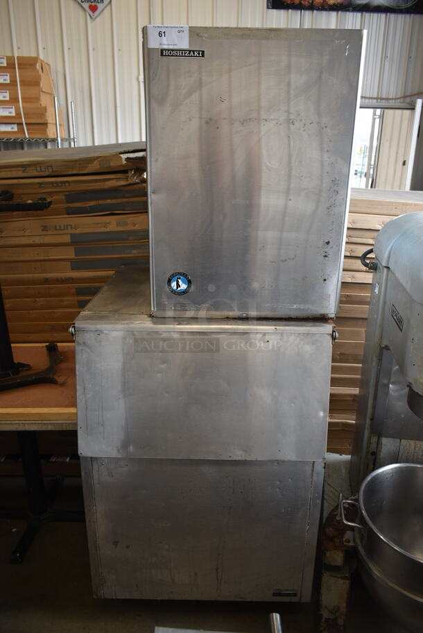 Hoshizaki KM-515MRH Stainless Steel Commercial Ice Head on Commercial Ice Bin. 115-120 Volts, 1 Phase.