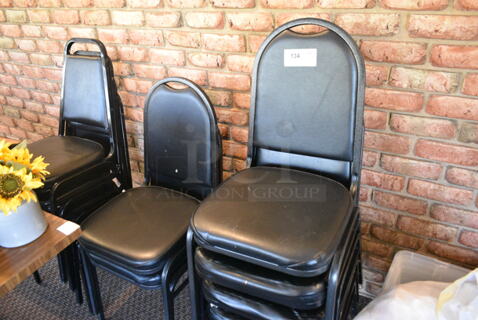 9 Black Metal Stackable Banquet Chair. 9 Times Your Bid! (booth room) 