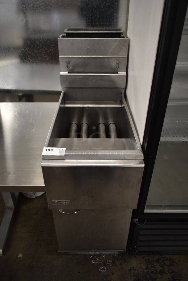 2011 Pitco Frialator 45C Stainless Steel Commercial Floor Style Natural Gas Powered Deep Fat Fryer. 122,000 BTU. 