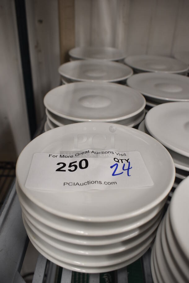 24 White Ceramic Saucers. 5.5x5.5x0.75. 24 Times Your Bid!